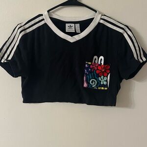 Adidas x Hattie Stewart eye scribble print crop top